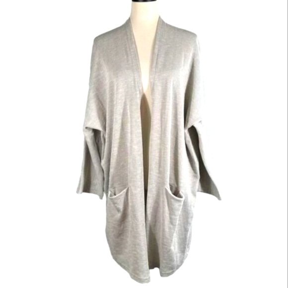 -Donni Sandwash Gry Ribbed Cardigan - Picture 1 of 4